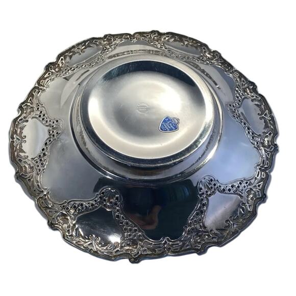F B Rogers Silver Plate 12 3/8”Centerpiece Bowl Art Deco Style Made in Spain VTG - Picture 6 of 12